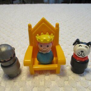 Vintage Fisher Price Little people Castle Princess Throne Knight and Dog